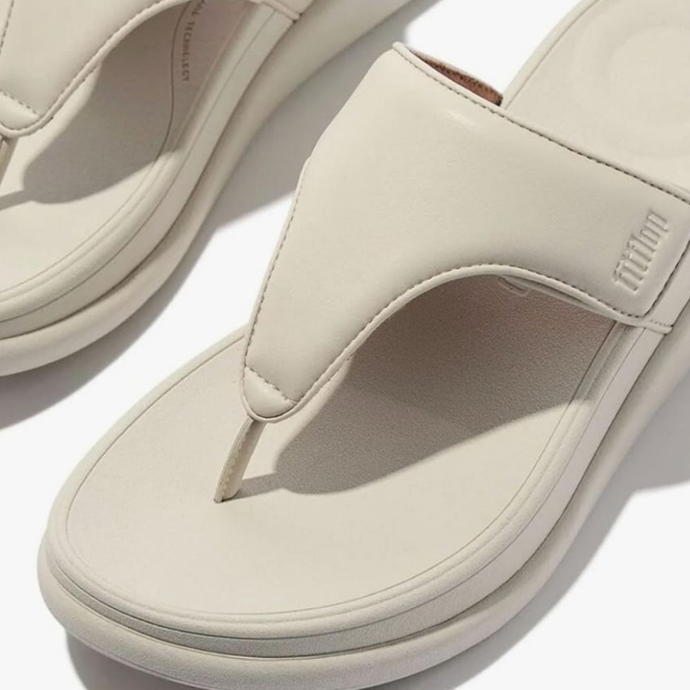FitFlop F-Mode Go Adjustable Flatform Toe-Post Wedge Sandals-‎ Beige